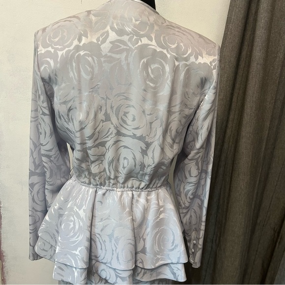 Vintage Francesca of Damon for Starington Silk Skirt Set Hong Kong Blue 90s - Picture 8 of 15